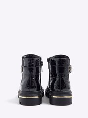 River Island Black Girls Patent Heart Print Strap Chelsea Boots - Image 3 of 5