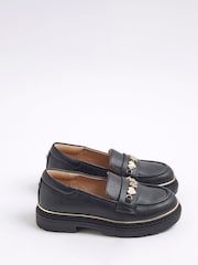 River Island Black Girls Flower Chain Loafers - Image 2 of 4