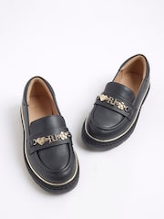 River Island Black Girls Flower Chain Loafers - Image 3 of 4