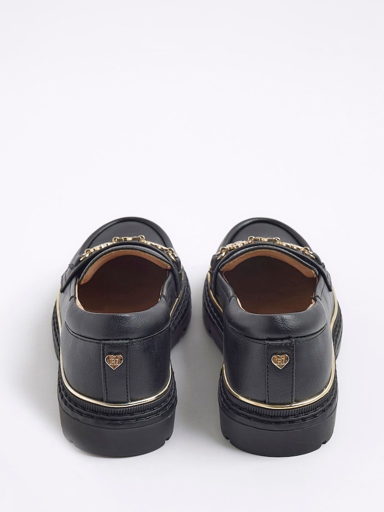 River Island Black Girls Flower Chain Loafers - Image 4 of 4