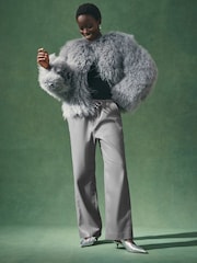 Nothing Ordinary Grey PU Straight Leg Trousers - Image 1 of 10