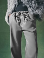 Nothing Ordinary Grey PU Straight Leg Trousers - Image 5 of 10