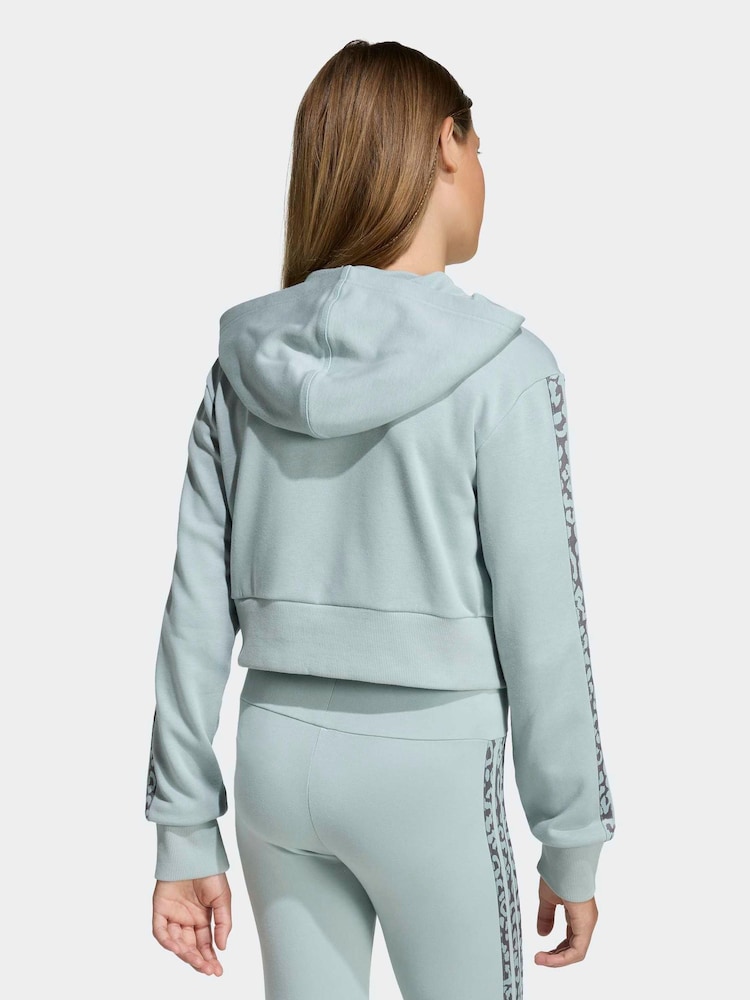 adidas Green Animal Zip Crop Hoodie - Image 2 of 5
