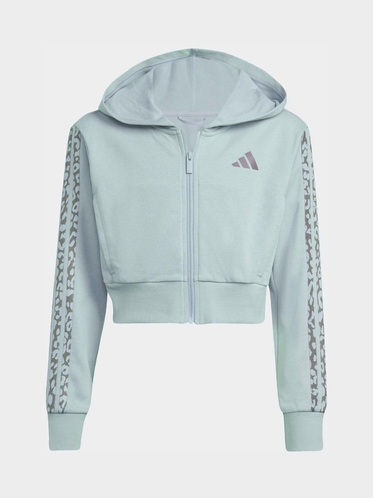 adidas Green Animal Zip Crop Hoodie - Image 5 of 5