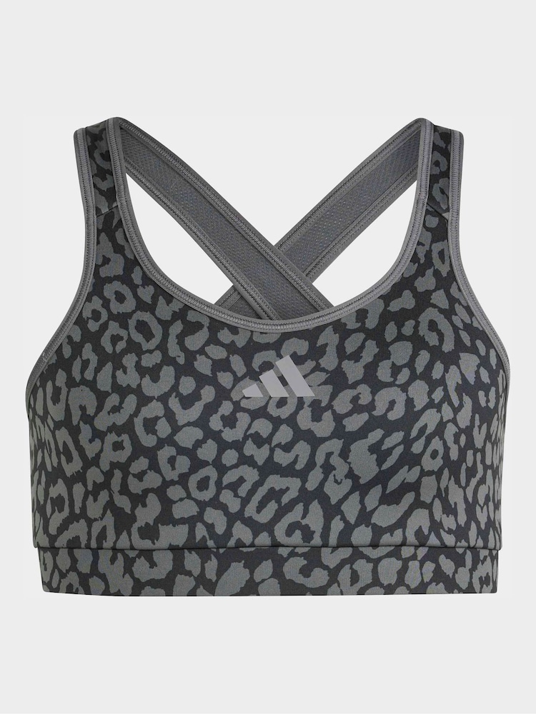adidas Black Optime Animal Print Sports Bra - Image 1 of 5