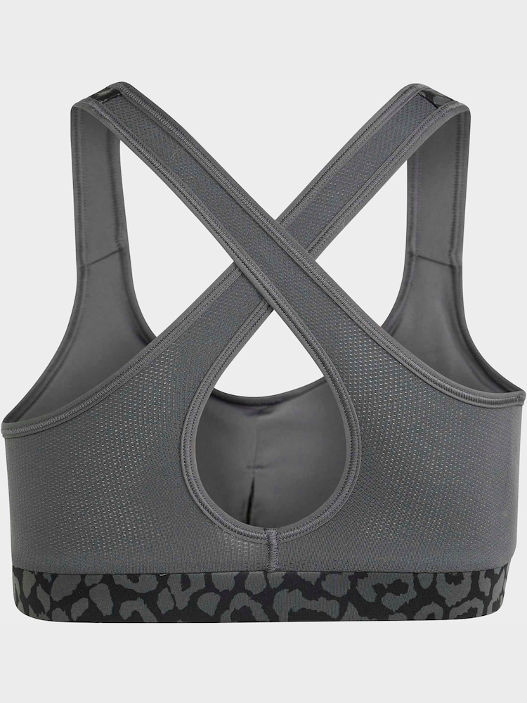 adidas Black Optime Animal Print Sports Bra - Image 2 of 5