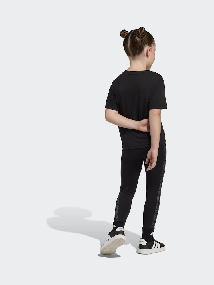 adidas Black Animal T-Shirt and Leggings Little Kids Set - Image 2 of 8 adidas Black Animal T-Shirt and Leggings Little Kids Set - Image 2 of 8