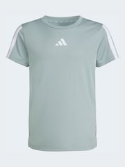 أخضر - تيشرت للأطفال رياضي بتصميم 3 خطوط تشكيلة Essentials من adidas - صورة 6 من 6