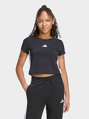 أسود - تيشرت أطفال Essentials بثلاث خطوط من adidas - صورة 1 من 6