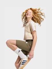 adidas Brown Train Essentials 3-Stripes T-Shirt and Bike Short Set Kids - Image 4 of 8