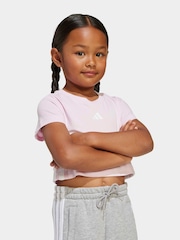 وردي - adidas 3-Stripes Baby T-Shirt and Jogger Little Kids Set - صورة 5 من 10