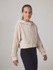 adidas Brown Animal Zip Crop Hoodie - Image 1 of 7