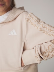 adidas Brown Animal Zip Crop Hoodie - Image 6 of 7