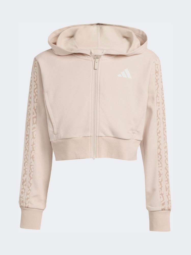 adidas Brown Animal Zip Crop Hoodie - Image 7 of 7
