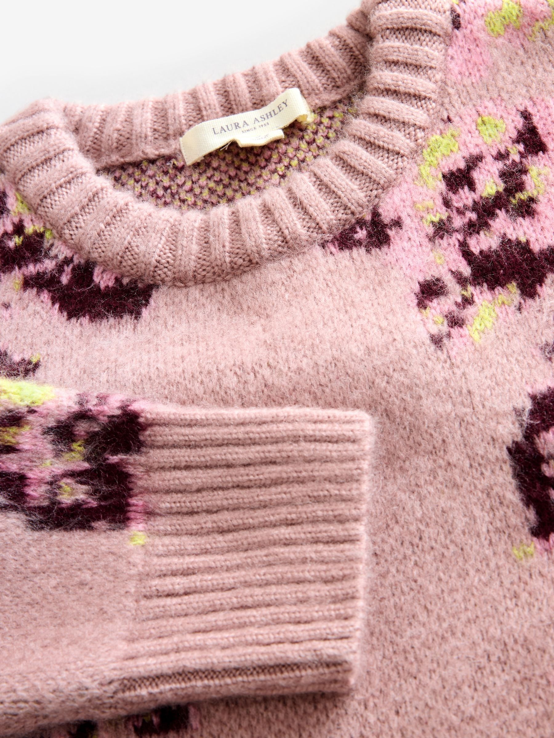 Buy Laura Ashley Pink Blurred Floral Jacquard Oversized Crew Knit