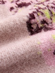 Laura Ashley Pink Blurred Floral Jacquard Oversized Crew Neck Knit Jumper - Image 3 of 3