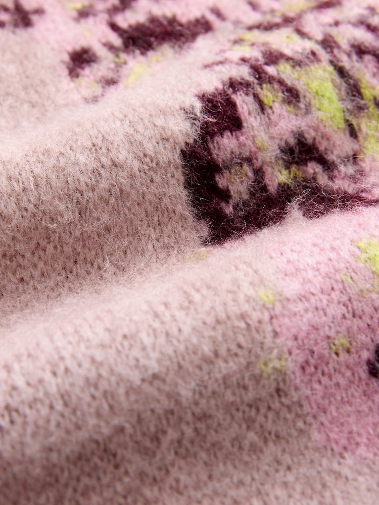Laura Ashley Pink Blurred Floral Jacquard Oversized Crew Neck Knit Jumper - Image 3 of 3