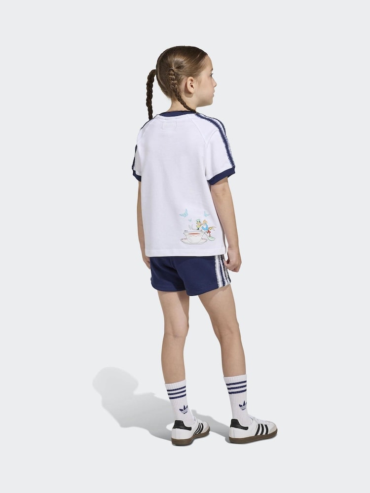 adidas Originals White Disney Alice in Wonderland T-Shirt and Shorts Little Kids Set - Image 2 of 8