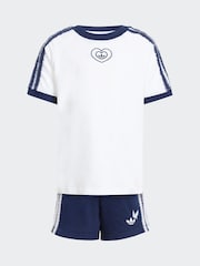 adidas Originals White Disney Alice in Wonderland T-Shirt and Shorts Little Kids Set - Image 7 of 8