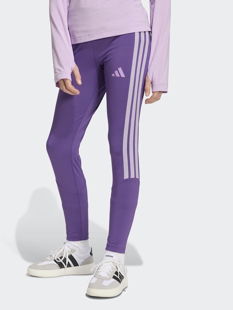 adidas Dark Purple Train Essentials 3-Stripes Kids Leggings - Image 1 of 6