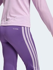 adidas Dark Purple Train Essentials 3-Stripes Kids Leggings - Image 2 of 6