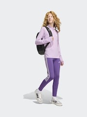 adidas Dark Purple Train Essentials 3-Stripes Kids Leggings - Image 4 of 6