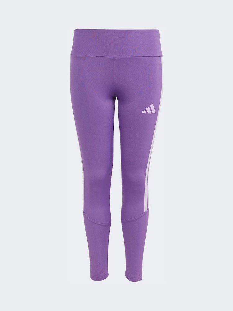 adidas Dark Purple Train Essentials 3-Stripes Kids Leggings - Image 6 of 6