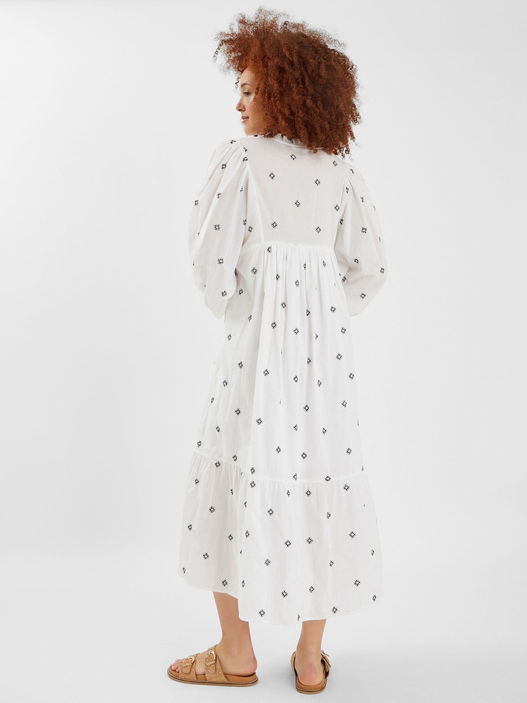 Accessorize White Embroidered Long Sleeve Maxi Dress - Image 2 of 4