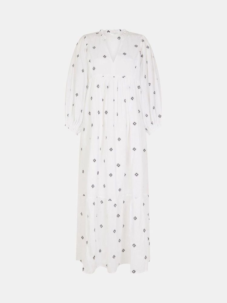 Accessorize White Embroidered Long Sleeve Maxi Dress - Image 4 of 4 Accessorize White Embroidered Long Sleeve Maxi Dress - Image 4 of 4