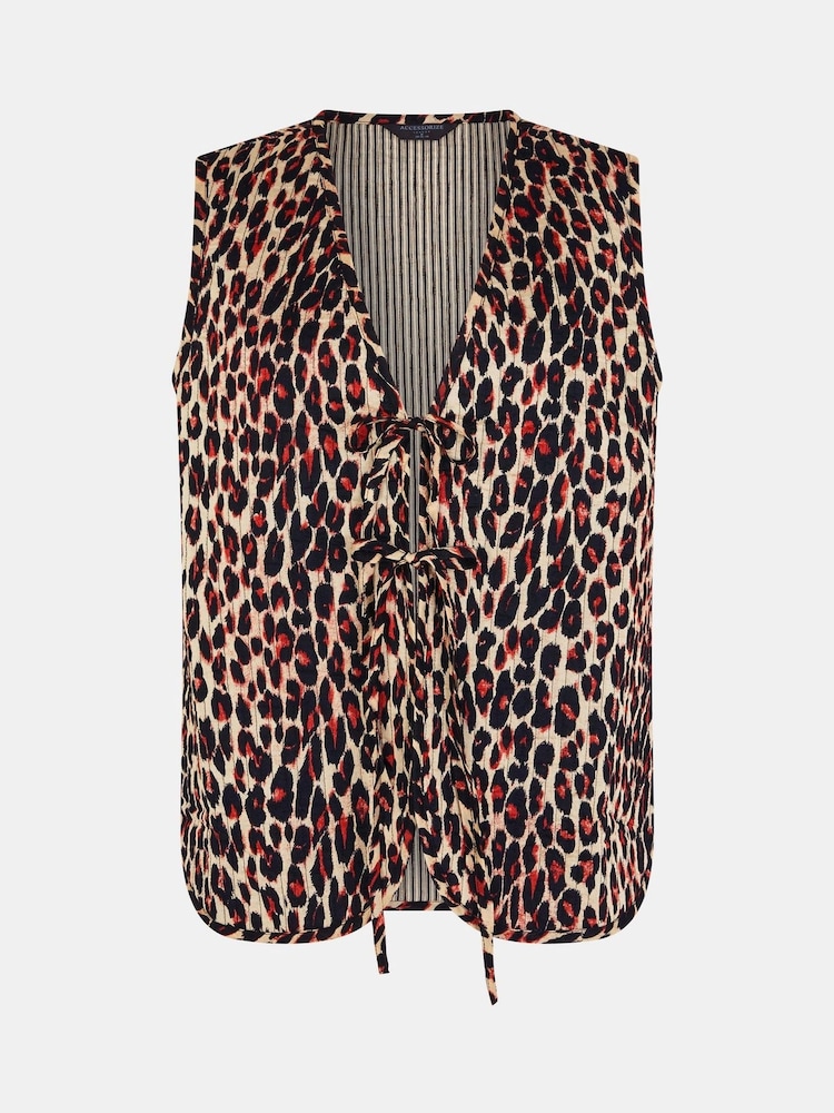 Accessorize Leopard Print Quilted Waistcoat - صورة 4 من 4