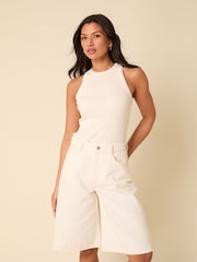 Nobodys Child White Relaxed Cut Off Shorts - Image 1 of 5