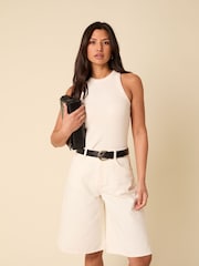 Nobodys Child White Relaxed Cut Off Shorts - Image 3 of 5