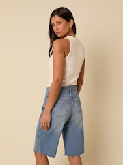 Nobodys Child Blue Relaxed Cut Off Shorts - Image 2 of 5