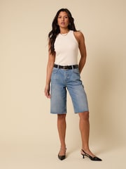 Nobodys Child Blue Relaxed Cut Off Shorts - Image 4 of 5