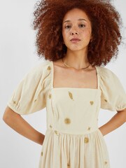 Accessorize Natural Embroidered Puff Sleeve Maxi Dress - Image 3 of 4