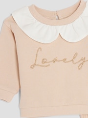 River Island Cream Girls Baby Collar Wordie Sweat Set - Image 7 of 7