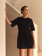 Black N. Premium Flocked Denim Mini T-Shirt Dress - Image 1 of 7