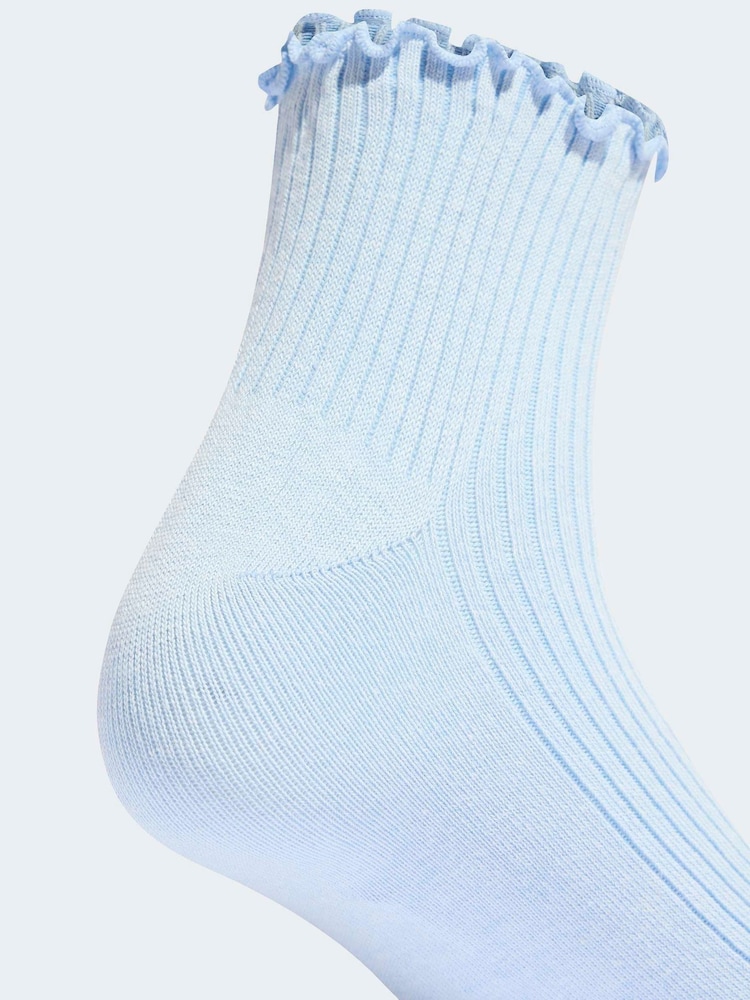 adidas Originals Blue Ruffle Ankle Socks 2 Pack - Image 4 of 4
