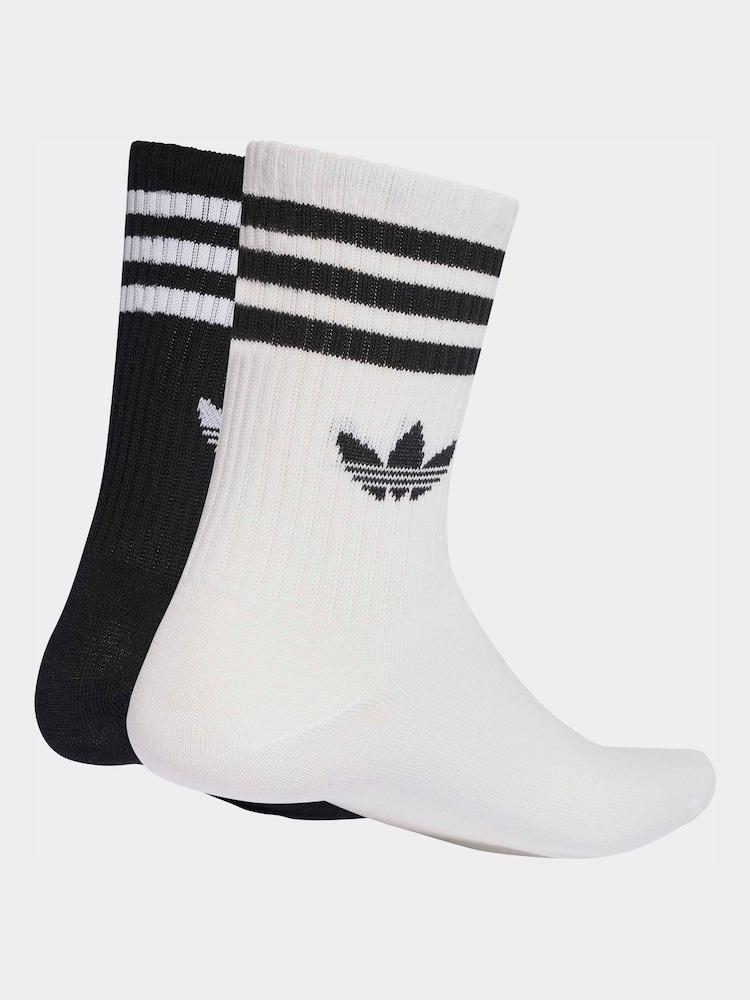adidas Originals White/Black 3 Stripe Crew Socks 10 Pack - Image 2 of 4 adidas Originals White/Black 3 Stripe Crew Socks 10 Pack - Image 2 of 4