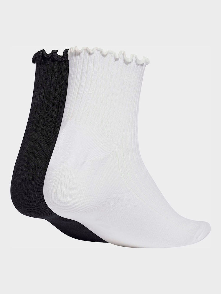 adidas Originals White Ruffle Ankle Socks 2 Pack - Image 2 of 4