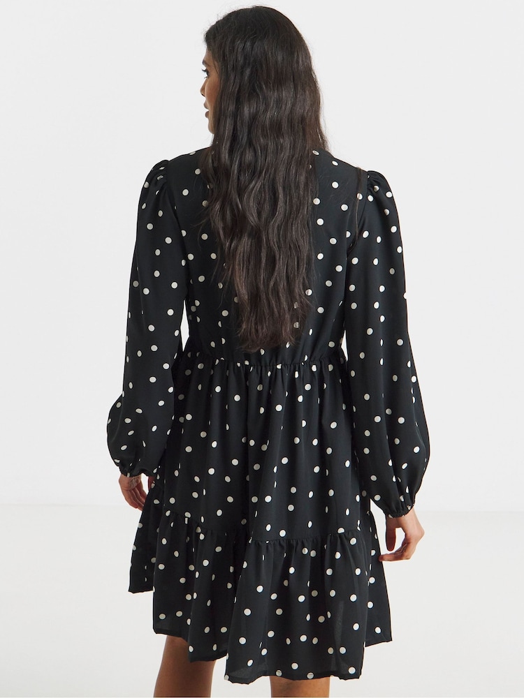 Simply Be Black Long Sleeve Wrap Smock Dress - Image 2 of 4
