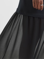 Simply Be Black 2 In 1 T-Shirt Sheer Hem Midi Dress - Image 3 of 4