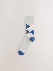 Grey/Blue Ski Scenic Pattern Socks 2 Pack - Image 2 of 5