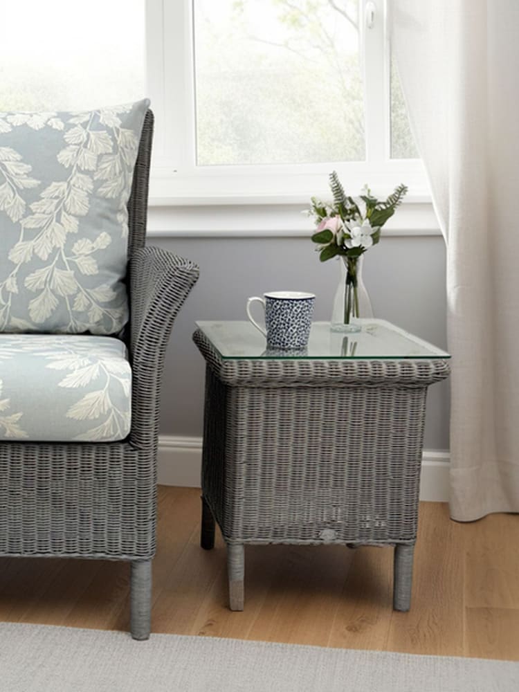 Laura Ashley Grey Rattan Side Table - Image 1 of 2