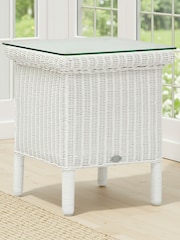 Laura Ashley White Wash Rattan Side Table - Image 1 of 3