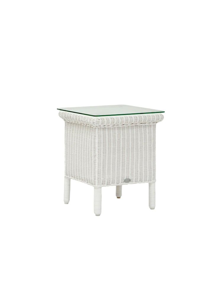 Laura Ashley White Wash Rattan Side Table - Image 3 of 3