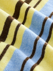 Yellow/Blue Stripe Supersoft Knitted Long Sleeve Polo Top - Image 7 of 8