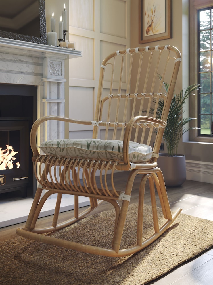 Laura Ashley Willow Leaf Hedgerow Cane Rocking Chair - Image 1 of 4