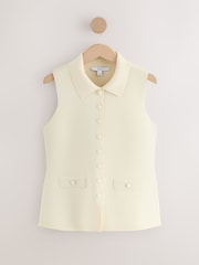 Ecru Smart Button Up Knitted Waistcoat - Image 1 of 3