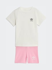 adidas Originals Pink T-Shirt and Cycling Shorts Infant Set - Image 1 of 7